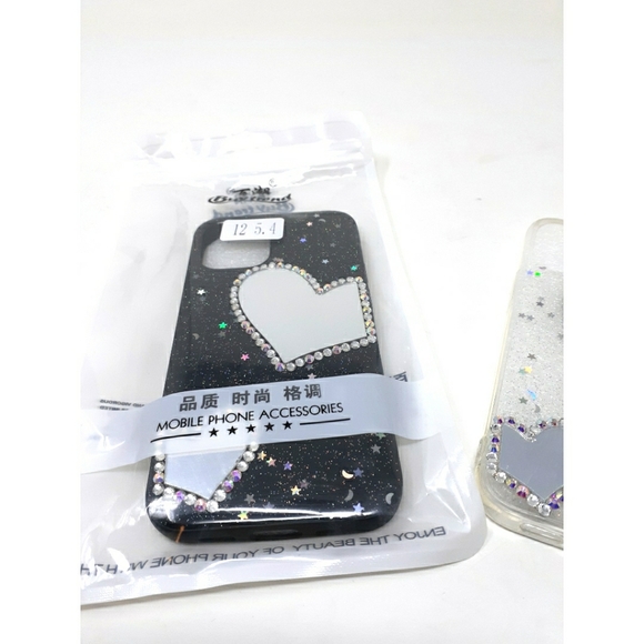Transparent Sequin Heart Mirror Design Phone Case - Picture 8 of 14